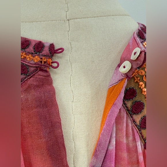 Zara Ombre Halter Maxi Pink Orange Flowing Chiffon Evening Summer Dress SZ XS - Picture 10 of 15